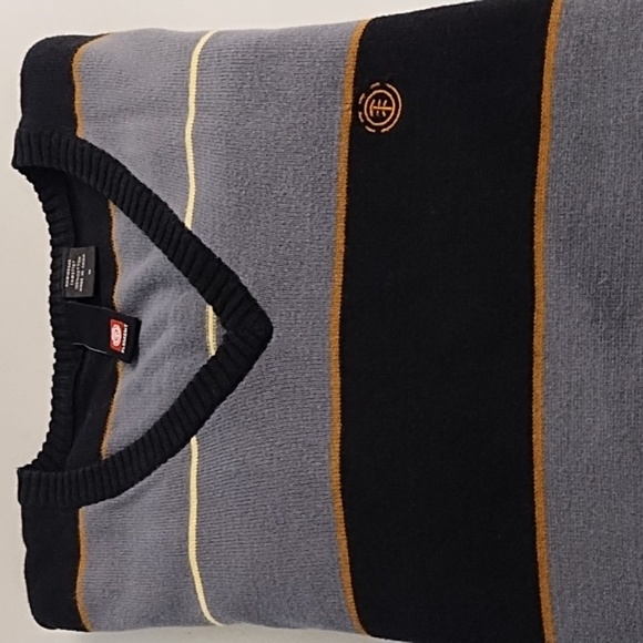 ELEMENT SKATE STRIPE FINE GAUGE COTTON KNIT V-NECK SWEATER - Picture 8 of 8